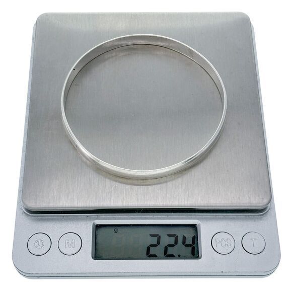 Vintage Silver Tone 6.7mm Classic Bangle Bracelet 8.25" - Picture 4 of 4